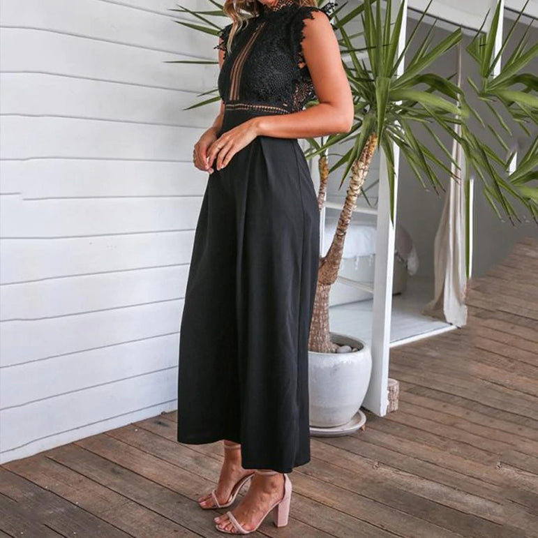 Elegant Backless Ruffled Sleeveless Jumpsuit