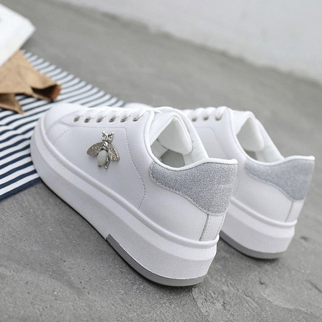 Casual Leather Platform Women Sneakers