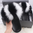 Real Fox Fur Slides Fluffy Slippers