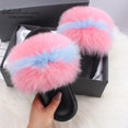 Real Fox Fur Slides Fluffy Slippers