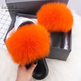 Real Fox Fur Slides Fluffy Slippers