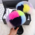 Real Fox Fur Slides Fluffy Slippers