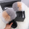 Real Fox Fur Slides Fluffy Slippers