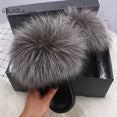 Real Fox Fur Slides Fluffy Slippers