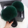 Real Fox Fur Slides Fluffy Slippers