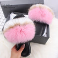 Real Fox Fur Slides Fluffy Slippers