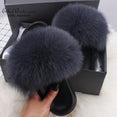 Real Fox Fur Slides Fluffy Slippers