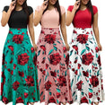 Casual Vintage Floral Print Patchwork Long Dress