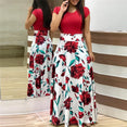 Casual Vintage Floral Print Patchwork Long Dress
