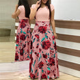 Casual Vintage Floral Print Patchwork Long Dress