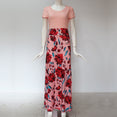 Casual Vintage Floral Print Patchwork Long Dress