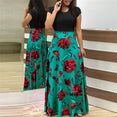 Casual Vintage Floral Print Patchwork Long Dress