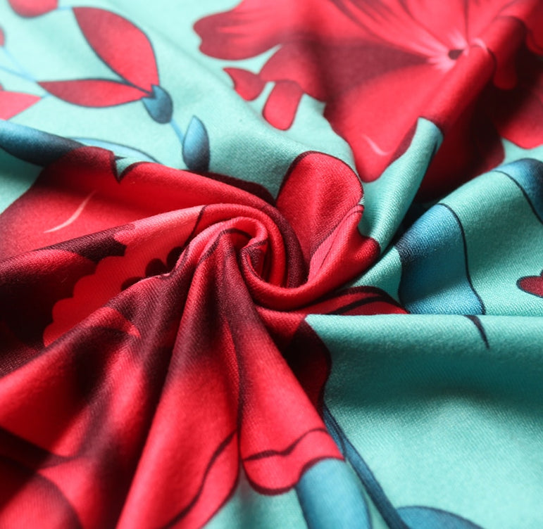 Casual Vintage Floral Print Patchwork Long Dress