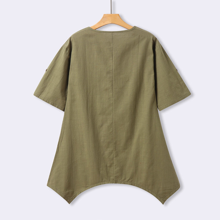 Casual Short Sleeve Linen Cotton Dress