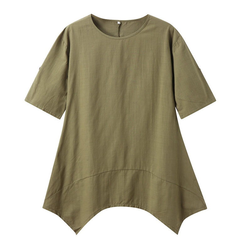 Casual Short Sleeve Linen Cotton Dress