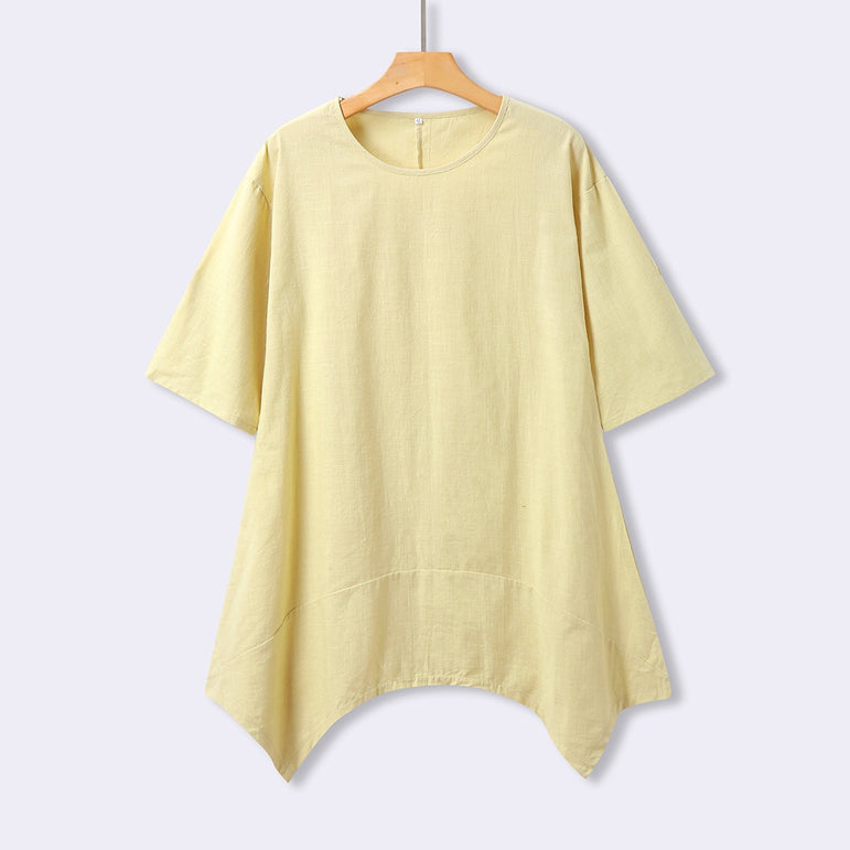 Casual Short Sleeve Linen Cotton Dress