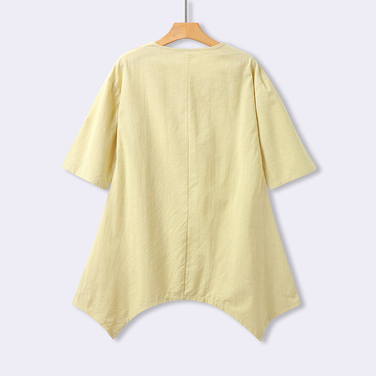 Casual Short Sleeve Linen Cotton Dress