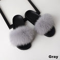 Luxury Real Fox Fur Slides Home Furry Fur Slippers