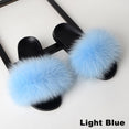 Luxury Real Fox Fur Slides Home Furry Fur Slippers