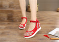 Vintage Women Canvas Increasing Height Ankle Strap Heels