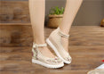 Vintage Women Canvas Increasing Height Ankle Strap Heels