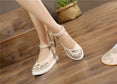 Vintage Women Canvas Increasing Height Ankle Strap Heels