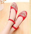 Vintage Women Canvas Increasing Height Ankle Strap Heels