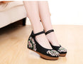 Vintage Women Canvas Increasing Height Ankle Strap Heels