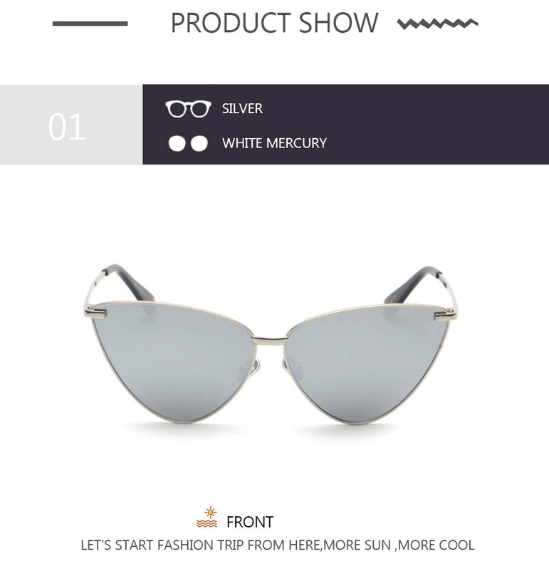 Cat Eye Retro Vintage Mirror Women Sun Glasses