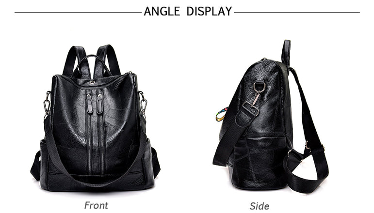 Leather Vintage Women Shoulder Mochila Backpack