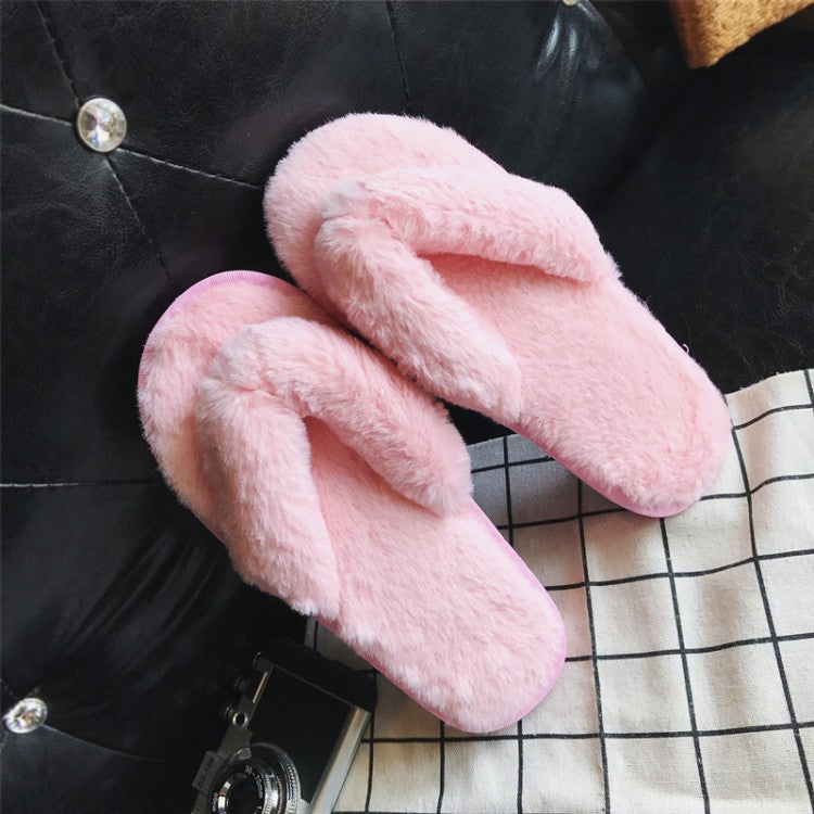 Faux Fur Warm Shoes Woman Home Slippers