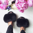 Real Fox Fur Slides Fluffy Slippers