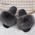 Real Fox Fur Slides Fluffy Slippers