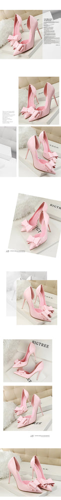 Hollow Pointed Sweet Bowknot High Heel