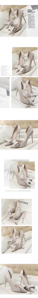 Hollow Pointed Sweet Bowknot High Heel