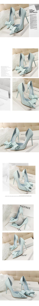 Hollow Pointed Sweet Bowknot High Heel