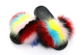 Real Fur Slides Female Indoor Women Fox Fur Slippers