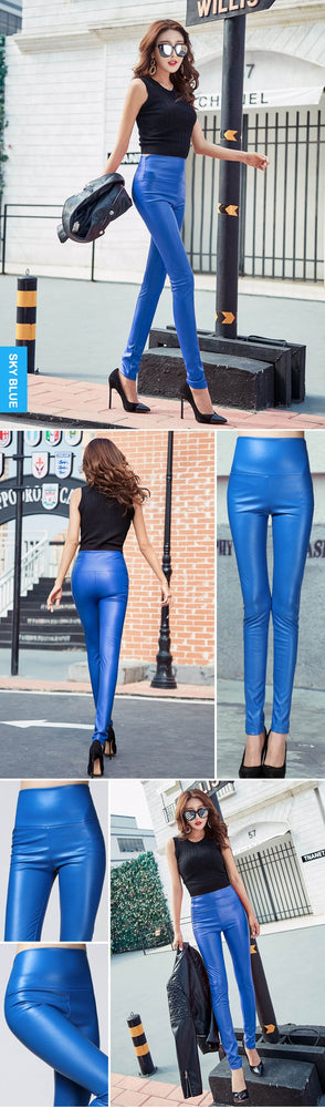 Leather Thin Velvet Elastic Stretch Pants