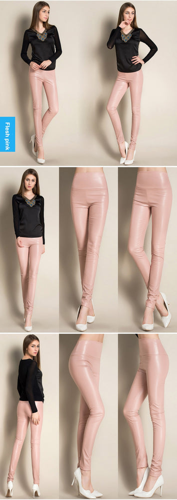 Leather Thin Velvet Elastic Stretch Pants