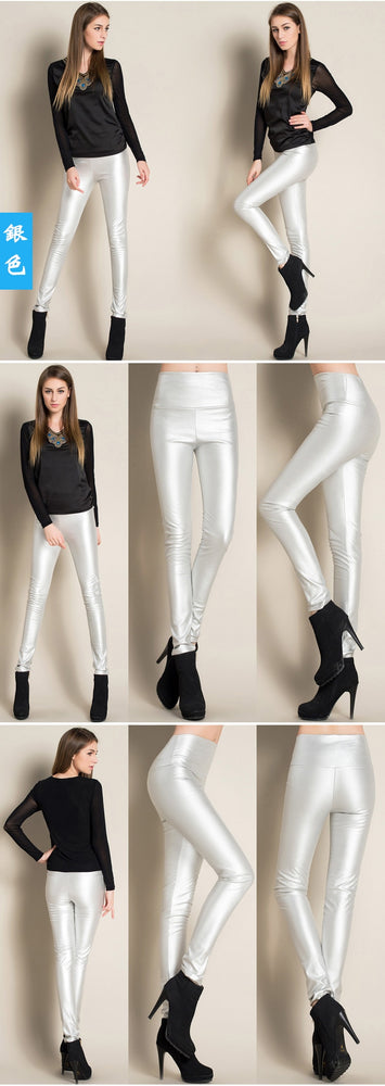 Leather Thin Velvet Elastic Stretch Pants