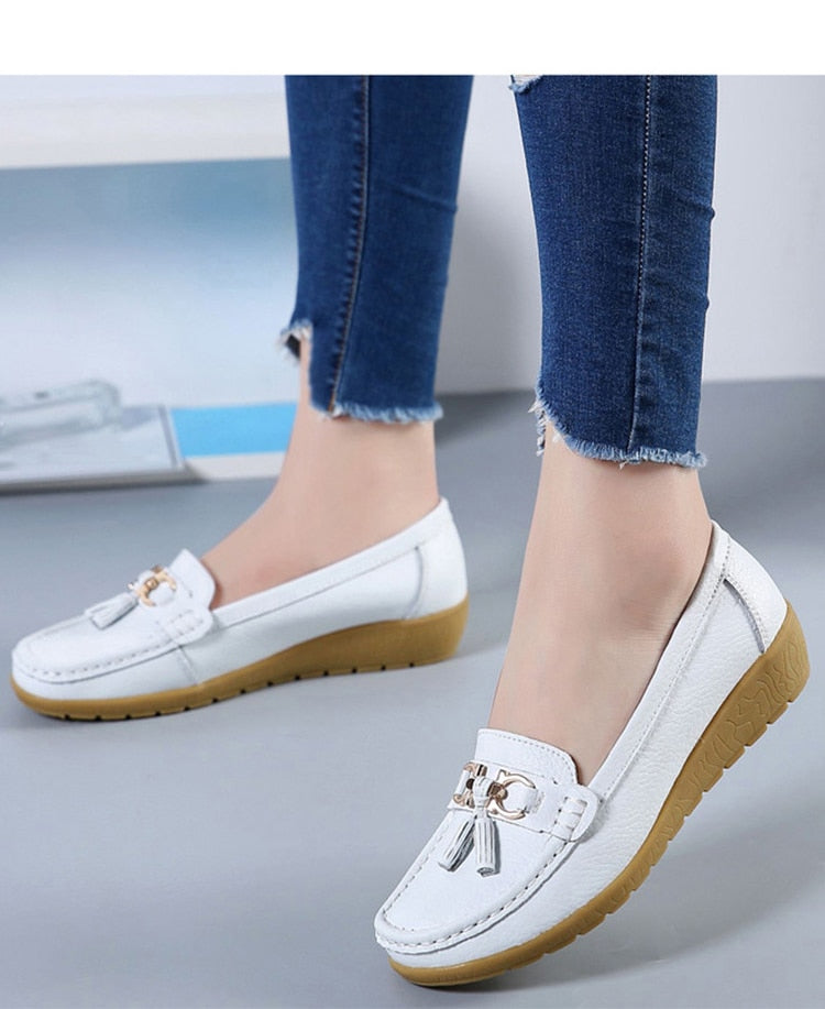 Leather Breathable Ballerina Ladies Shoes