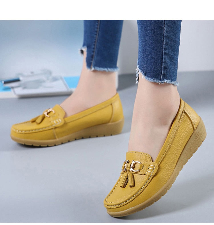 Leather Breathable Ballerina Ladies Shoes