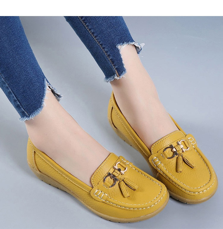 Leather Breathable Ballerina Ladies Shoes