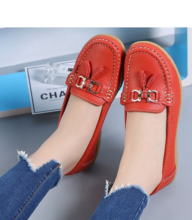 Leather Breathable Ballerina Ladies Shoes