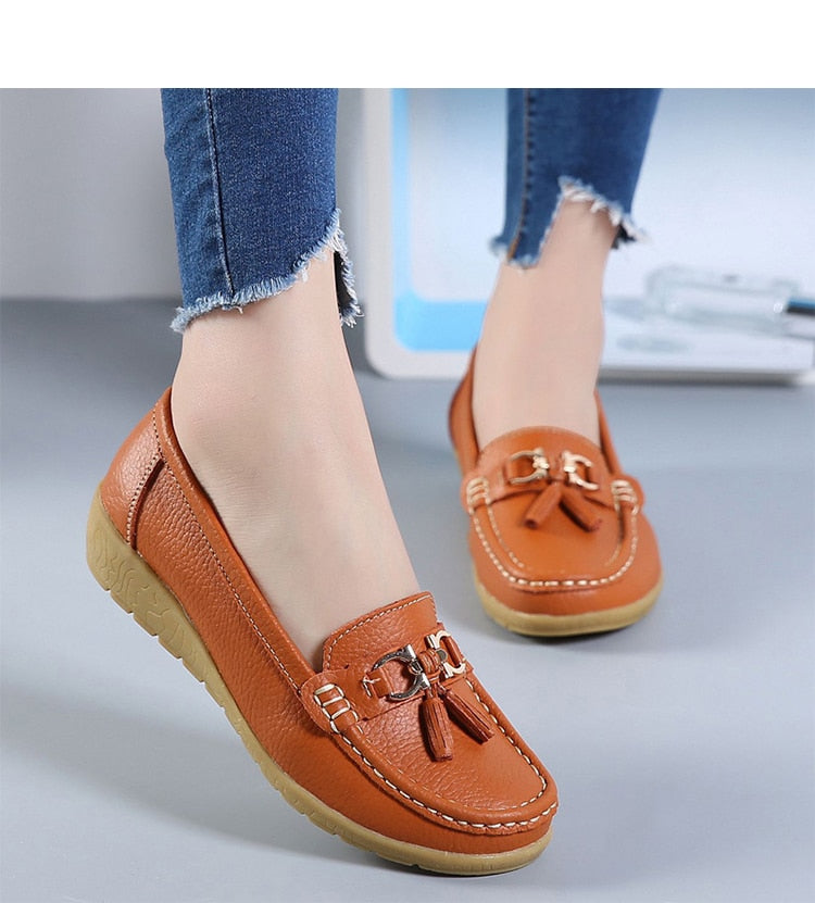 Leather Breathable Ballerina Ladies Shoes