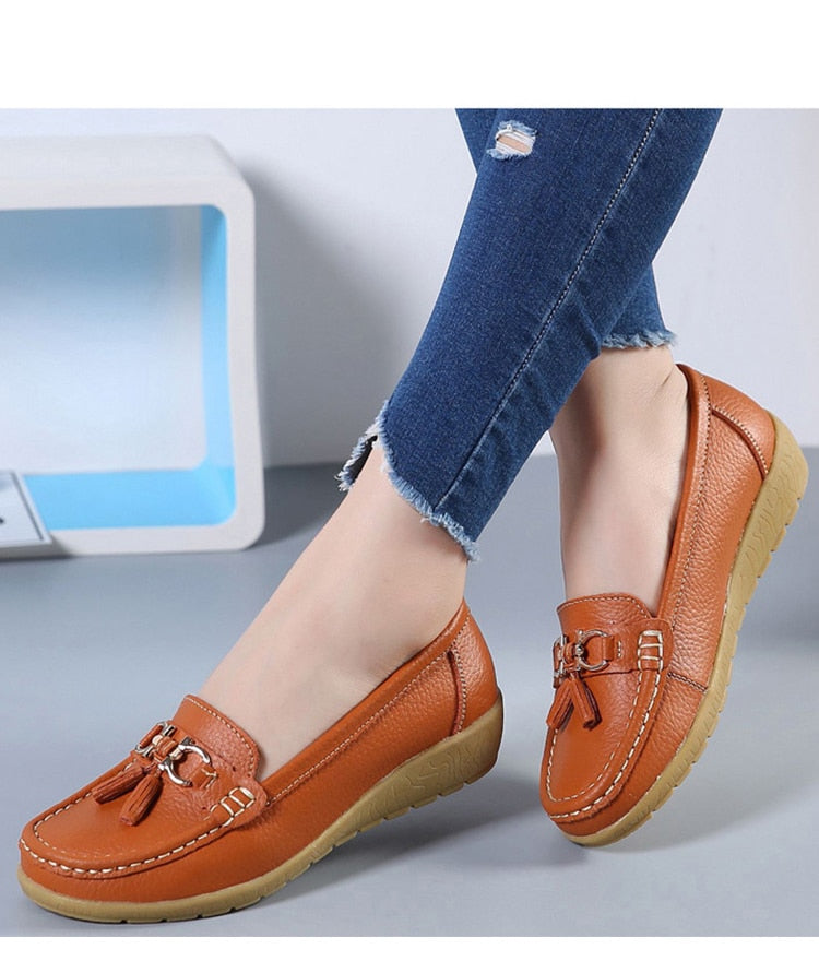 Leather Breathable Ballerina Ladies Shoes