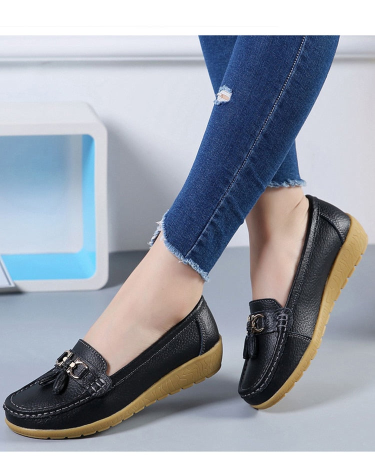 Leather Breathable Ballerina Ladies Shoes