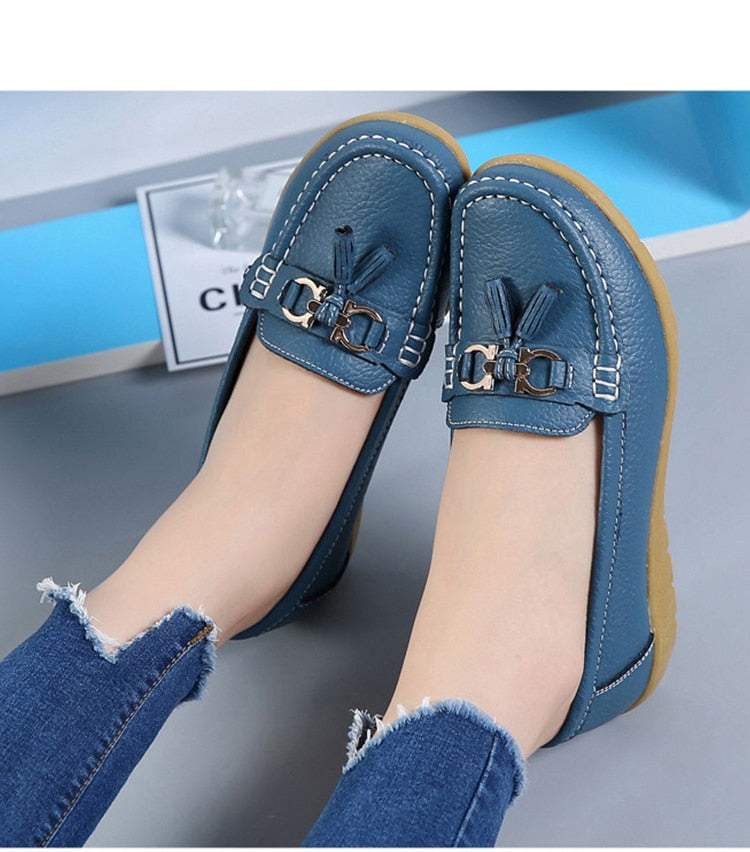 Leather Breathable Ballerina Ladies Shoes