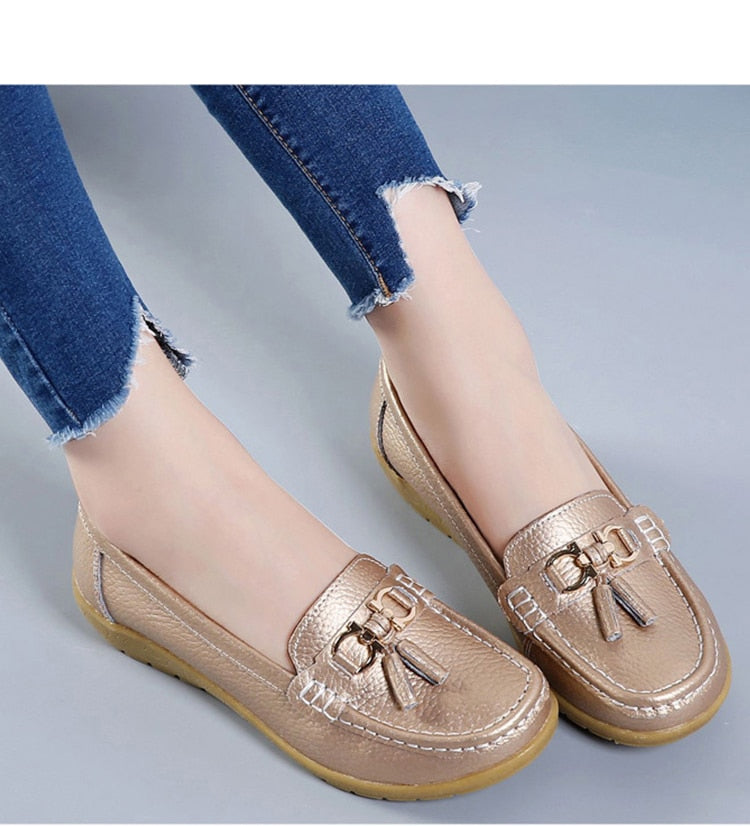 Leather Breathable Ballerina Ladies Shoes