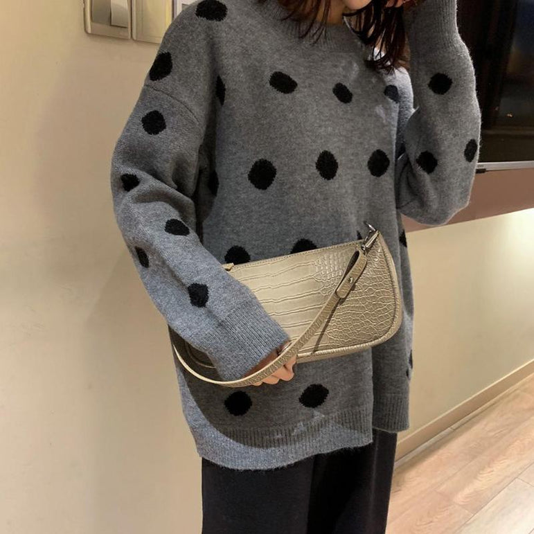 Casual Solid Shoulder Retro Alligator Pattern Women Messenger Handbags